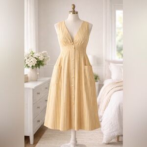 ASOS Women’s Striped Sleeveless Sun Dress Size 8 Cotton/Linen NWT Creamsicle